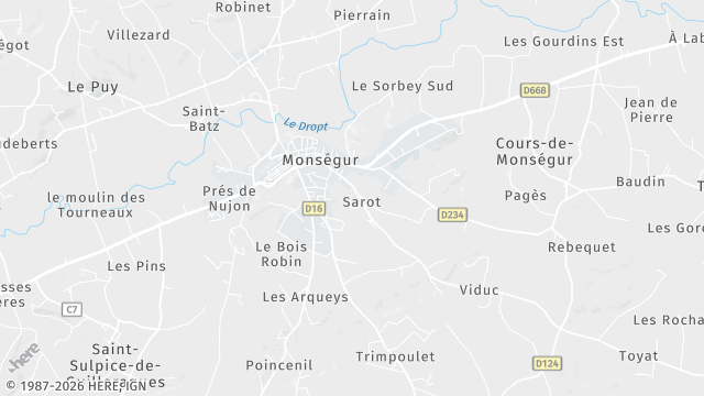 Carte de la zone d'intervention à Monségur