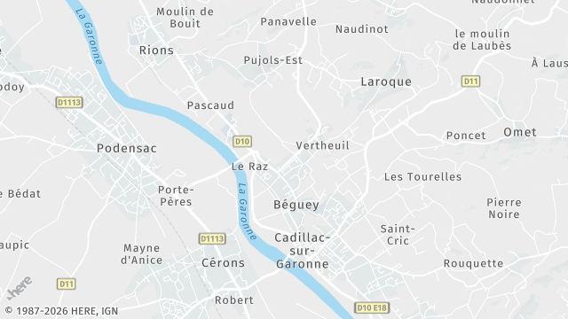 Carte de la zone d'intervention à Béguey