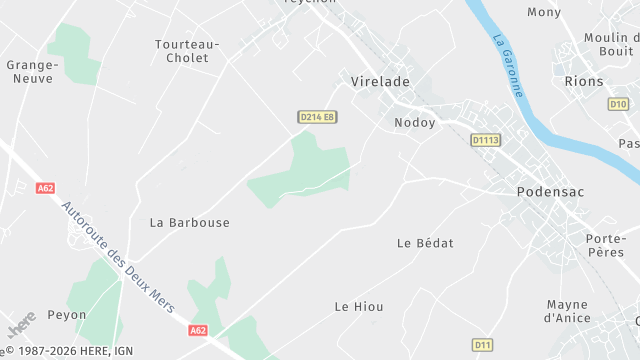 Carte de la zone d'intervention à Virelade