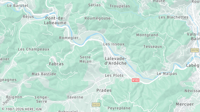 Carte de la zone d'intervention à Lalevade-d'Ardèche