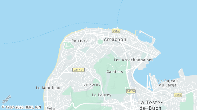 Carte de la zone d'intervention à Arcachon
