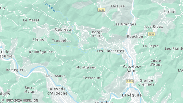 Carte de la zone d'intervention à Vals-les-Bains