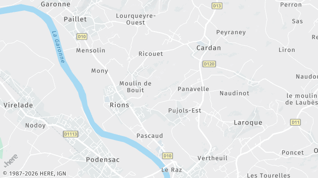 Carte de la zone d'intervention à Rions