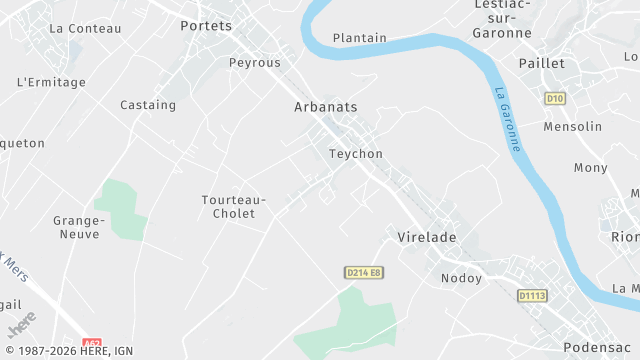 Carte de la zone d'intervention à Arbanats