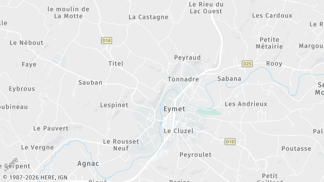Carte de la zone d'intervention à Eymet