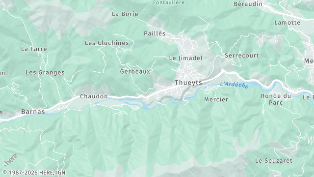 Carte de la zone d'intervention à Thueyts