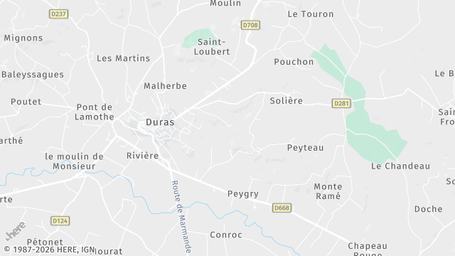 Carte de la zone d'intervention à Duras