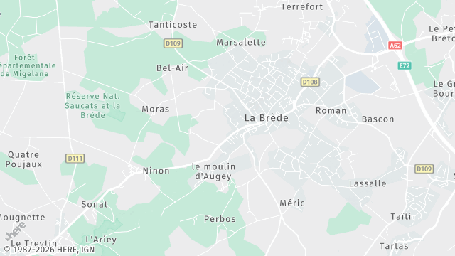 Carte de la zone d'intervention à La Brède