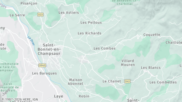 Carte de la zone d'intervention à Saint-Bonnet-en-Champsaur