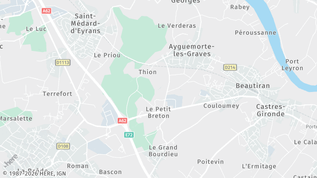 Carte de la zone d'intervention à Ayguemorte-les-Graves