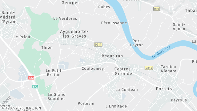 Carte de la zone d'intervention à Beautiran