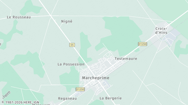 Carte de la zone d'intervention à Marcheprime