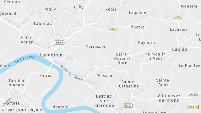 Carte de la zone d'intervention à Langoiran