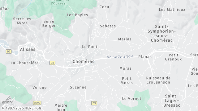 Carte de la zone d'intervention à Chomérac