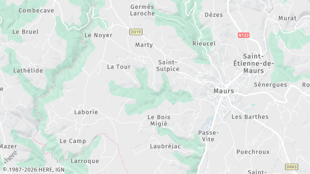 Carte de la zone d'intervention à Maurs