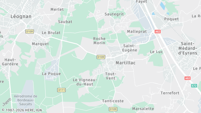Carte de la zone d'intervention à Martillac