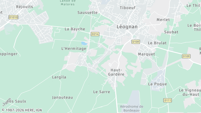 Carte de la zone d'intervention à Léognan