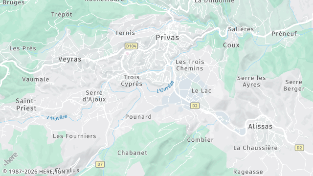 Carte de la zone d'intervention à Privas