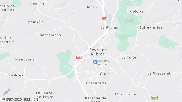 Carte de la zone d'intervention à Peyre en Aubrac