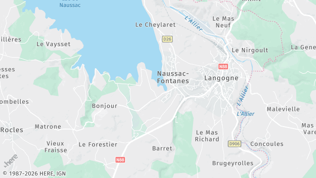 Carte de la zone d'intervention à Langogne