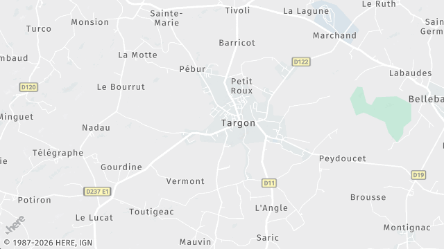 Carte de la zone d'intervention à Targon