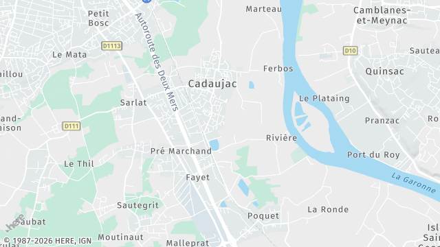 Carte de la zone d'intervention à Cadaujac