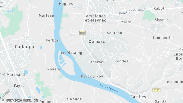 Carte de la zone d'intervention à Quinsac