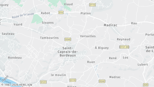 Carte de la zone d'intervention à Saint-Caprais-de-Bordeaux