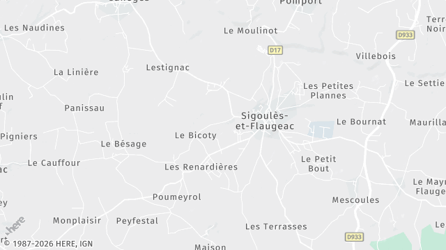 Carte de la zone d'intervention à Sigoulès-et-Flaugeac