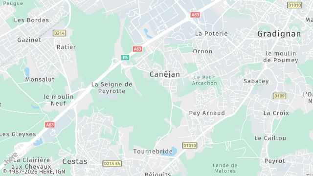 Carte de la zone d'intervention à Canéjan
