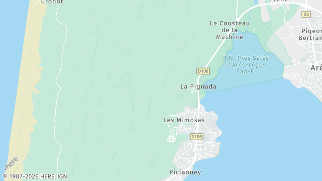 Carte de la zone d'intervention à Lège-Cap-Ferret