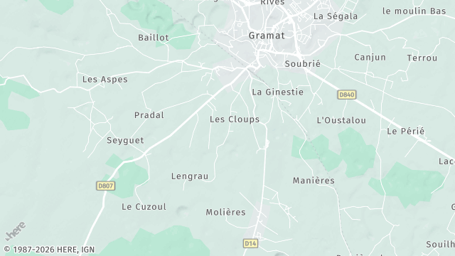 Carte de la zone d'intervention à Gramat