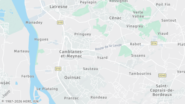 Carte de la zone d'intervention à Camblanes-et-Meynac