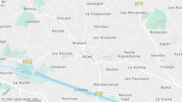 Carte de la zone d'intervention à Allex