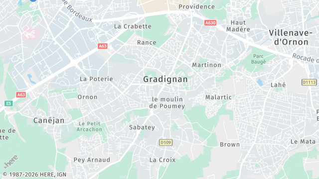 Carte de la zone d'intervention à Gradignan
