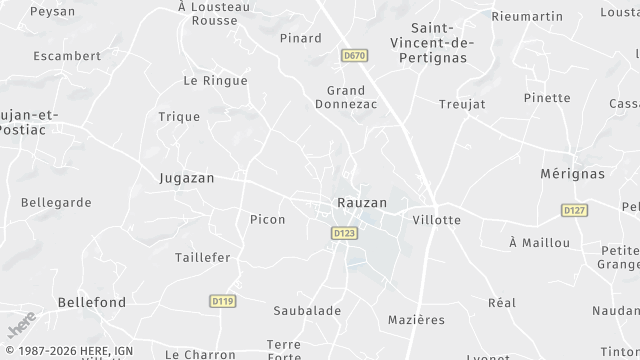 Carte de la zone d'intervention à Rauzan