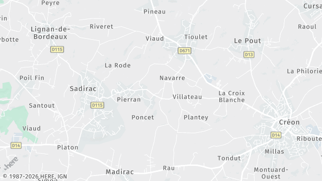 Carte de la zone d'intervention à Sadirac