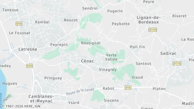 Carte de la zone d'intervention à Cénac
