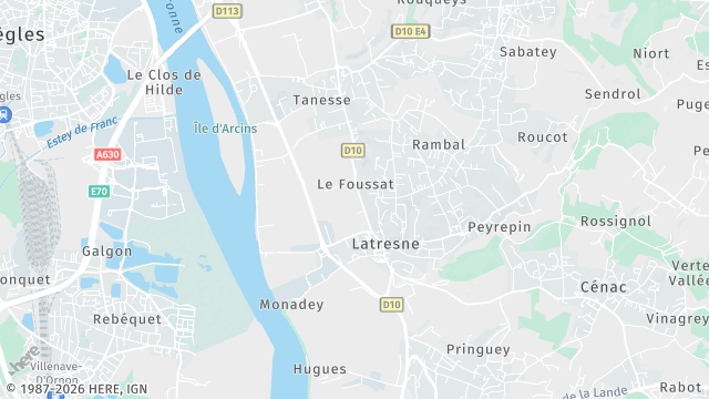 Carte de la zone d'intervention à Latresne