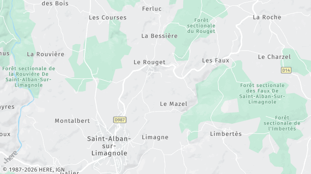 Carte de la zone d'intervention à Saint-Alban-sur-Limagnole