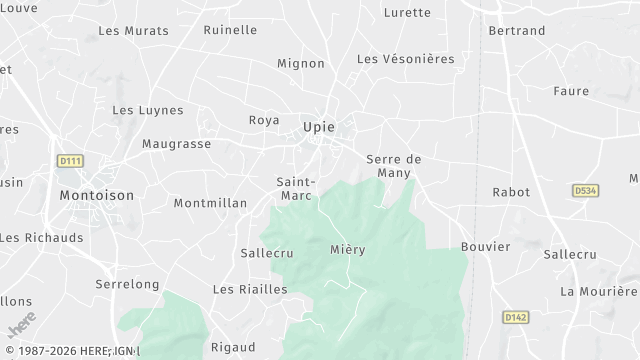 Carte de la zone d'intervention à Upie