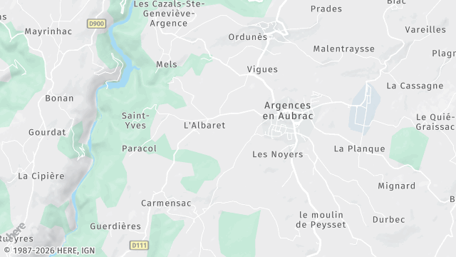 Carte de la zone d'intervention à Argences en Aubrac