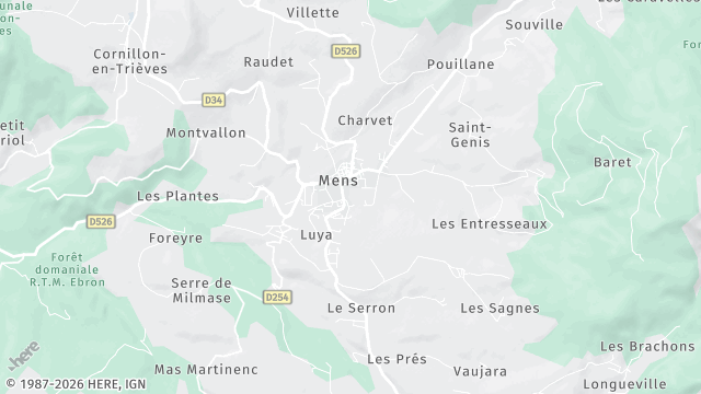 Carte de la zone d'intervention à Mens