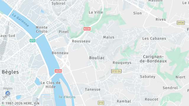 Carte de la zone d'intervention à Bouliac