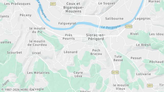 Carte de la zone d'intervention à Siorac-en-Périgord