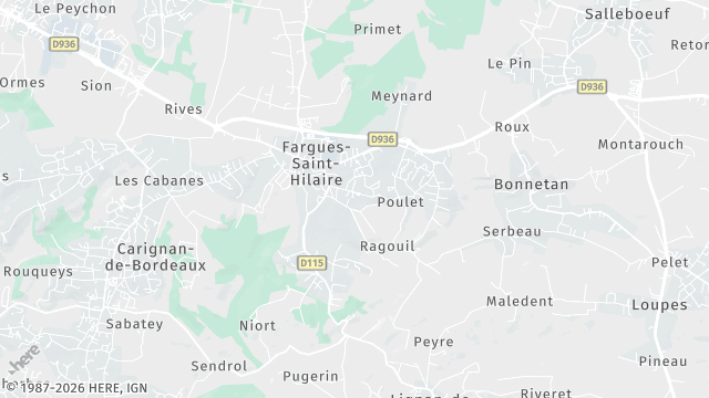 Carte de la zone d'intervention à Fargues-Saint-Hilaire