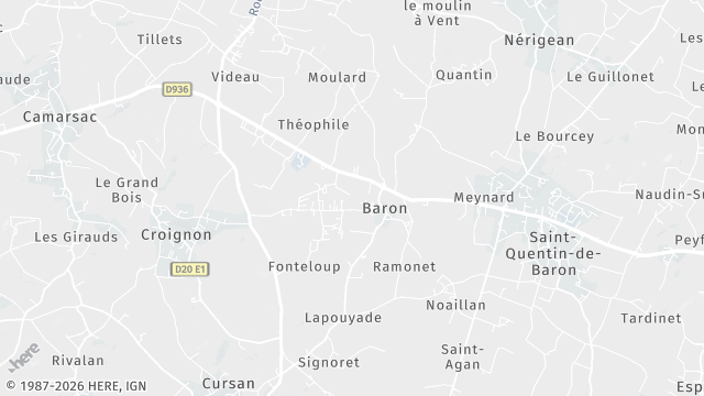 Carte de la zone d'intervention à Baron