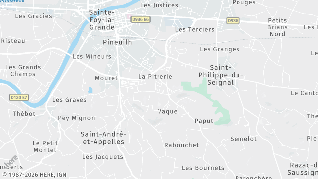 Carte de la zone d'intervention à Pineuilh