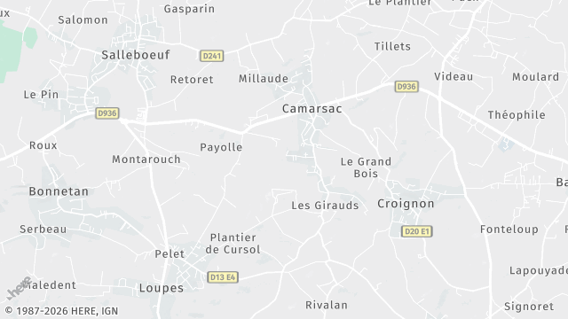 Carte de la zone d'intervention à Camarsac