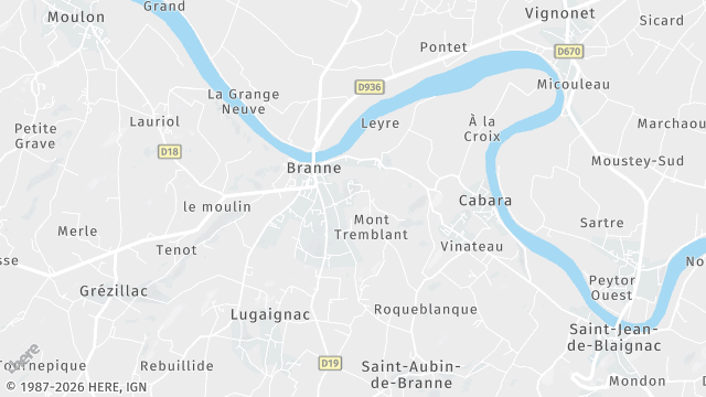 Carte de la zone d'intervention à Branne